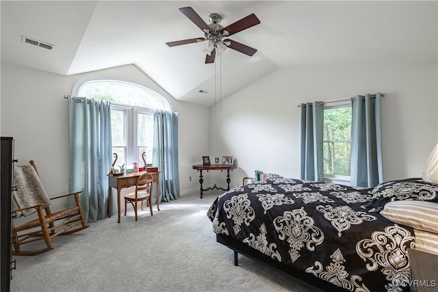 3909 Foxfield Ter, Henrico, VA 23233 - bedroom with lofted ceiling, carpet flooring, and a ceiling fan