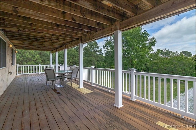 224 Oyster Creek Dr, White Stone, VA 22578 - wooden deck featuring outdoor dining space