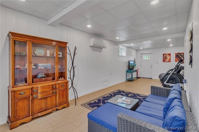 224 Oyster Creek Dr, White Stone, VA 22578 - living area featuring a wall unit AC, recessed lighting, and a drop ceiling