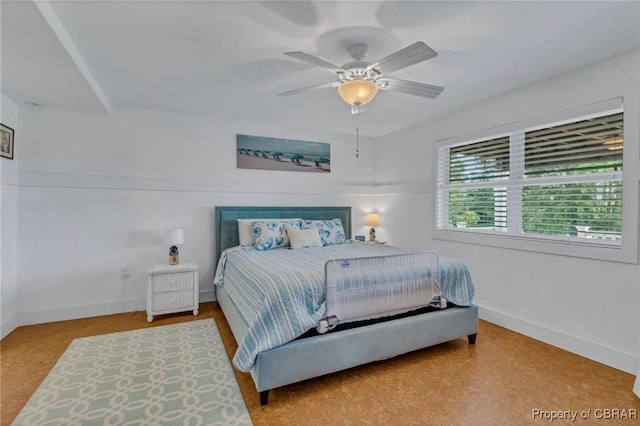 224 Oyster Creek Dr, White Stone, VA 22578 - bedroom with baseboards and a ceiling fan