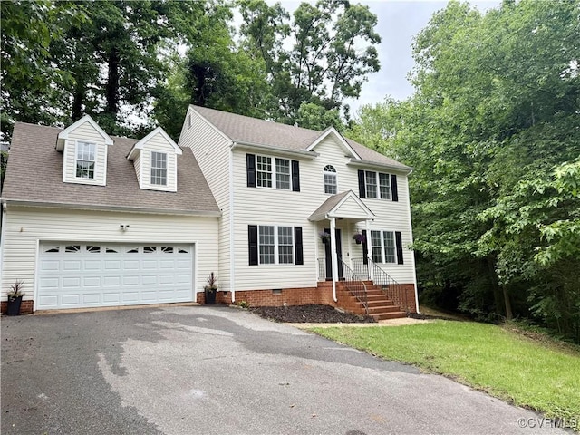4608 Stoney Creek Pkwy, Chester, VA 23831 - colonial inspired home featuring crawl space, driveway, an attached garage, a shingled roof, and a front yard
