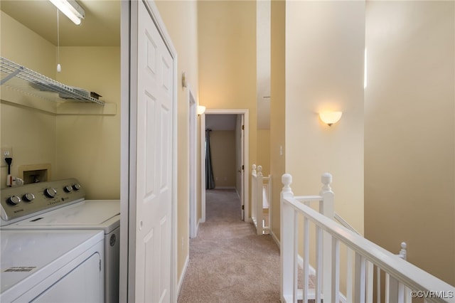 2615 Towngate Ct, Henrico, VA 23233 - laundry area featuring light carpet, washing machine and clothes dryer, and baseboards