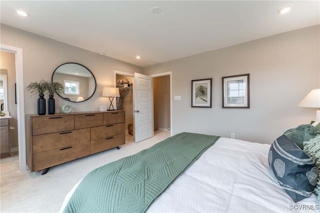 3401 Pond Aly, Richmond, VA 23234 - bedroom with light carpet, recessed lighting, a walk in closet, and ensuite bath