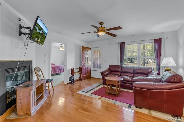 327 White Sand Dr, Heathsville, VA 22473 - living room with a ceiling fan and light wood-type flooring