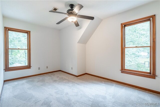 13100 Spring Trace Pl, Midlothian, VA 23112 - bonus room with light colored carpet, healthy amount of natural light, ceiling fan, and lofted ceiling