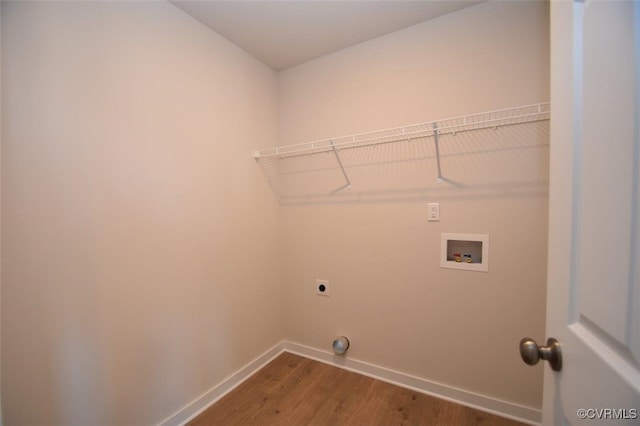 2628 Butterbean Ct, Richmond, VA 23231 - laundry area with hookup for an electric dryer, hookup for a washing machine, baseboards, and wood finished floors