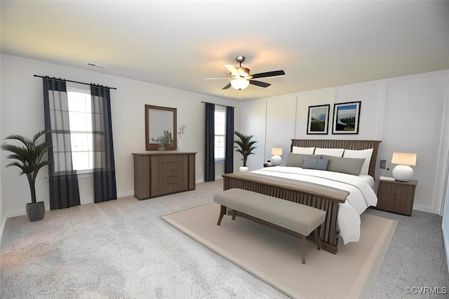 2628 Butterbean Ct, Richmond, VA 23231 - bedroom with light colored carpet, ceiling fan, and baseboards