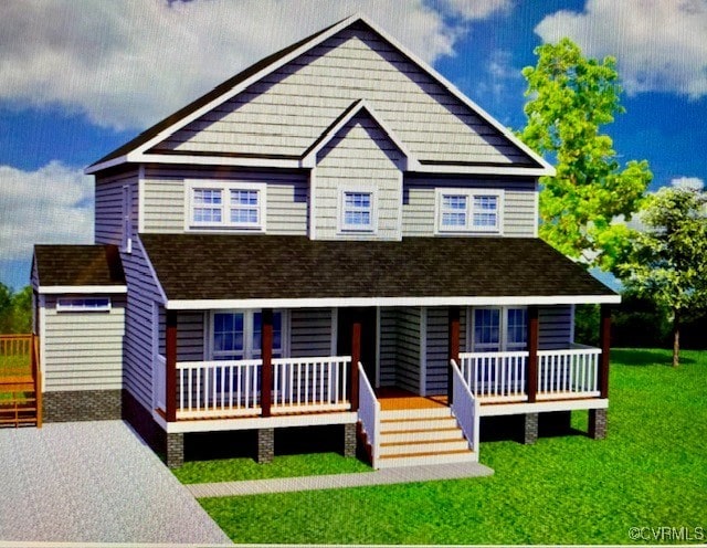 9408 James St, Henrico, VA 23231 - view of front of home with a front lawn and covered porch