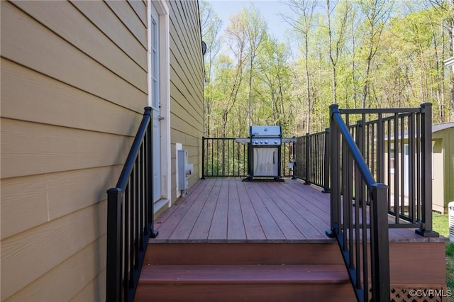 20031 Woodland Fox Ln, Rockville, VA 23146 - deck with grilling area and a forest view