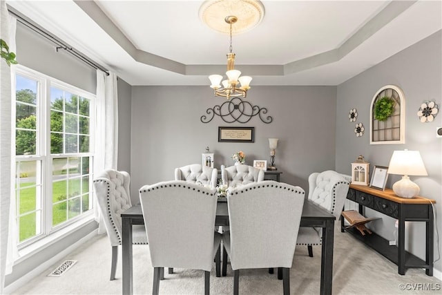 8412 Newbys Mill Dr, Chesterfield, VA 23832 - dining space with light colored carpet, a chandelier, and healthy amount of natural light