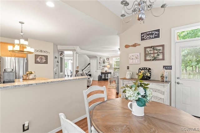 8412 Newbys Mill Dr, Chesterfield, VA 23832 - dining space with a chandelier, healthy amount of natural light, and stairway