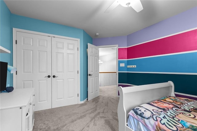 8324 Longlands Pl, Chesterfield, VA 23832 - bedroom featuring light carpet, a closet, ceiling fan, and baseboards