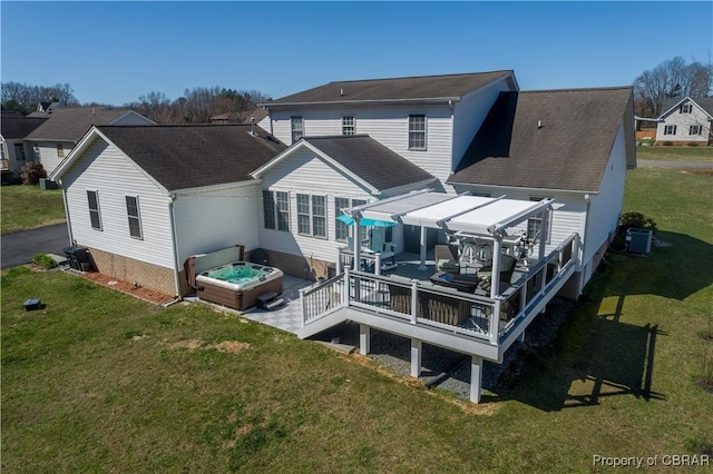 274 Meadow Dr, Tappahannock, VA 22560 - back of property with a lawn, a deck, central AC, and a shingled roof