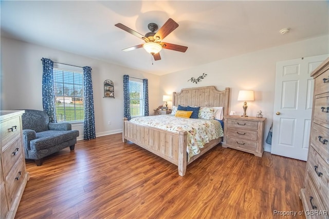 274 Meadow Dr, Tappahannock, VA 22560 - bedroom featuring wood finished floors, baseboards, and a ceiling fan