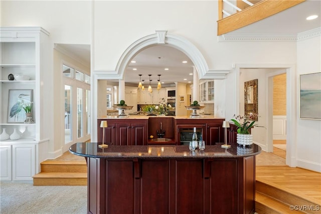 203 Randolph Square Ln, Richmond, VA 23238 - bar with crown molding, recessed lighting, pendant lighting, and stainless steel oven