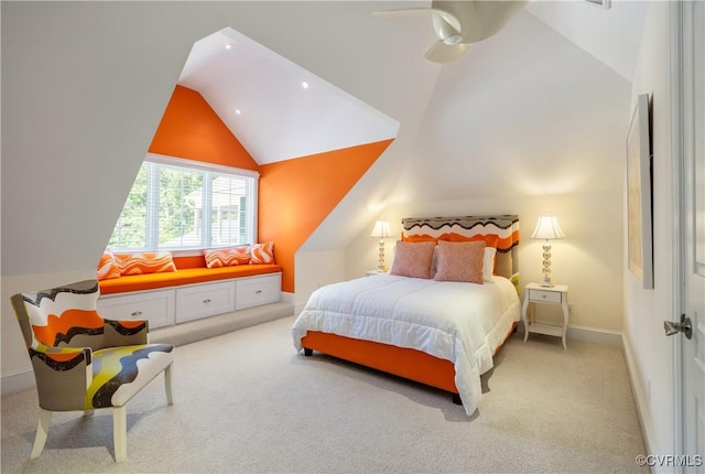 203 Randolph Square Ln, Richmond, VA 23238 - carpeted bedroom featuring lofted ceiling, recessed lighting, baseboards, and a ceiling fan