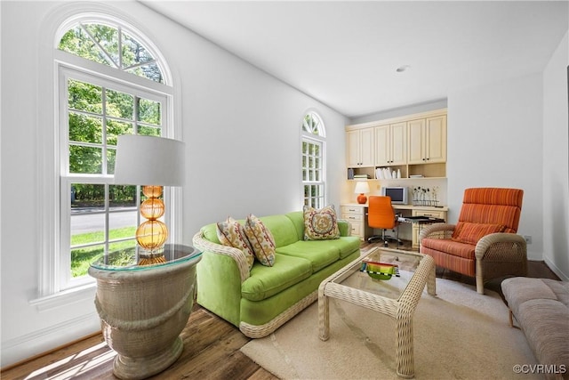 203 Randolph Square Ln, Richmond, VA 23238 - living area with an office area, healthy amount of natural light, and wood finished floors