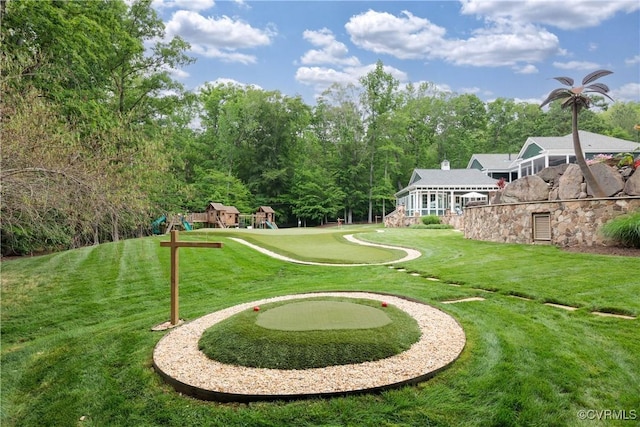 203 Randolph Square Ln, Richmond, VA 23238 - view of home's community with an area to practice putting and a lawn