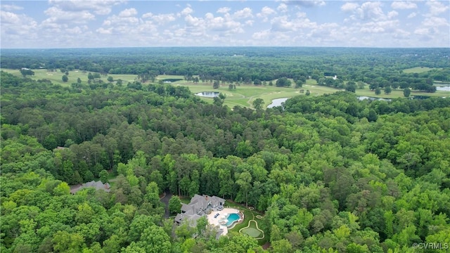 203 Randolph Square Ln, Richmond, VA 23238 - drone / aerial view of a heavily wooded area, a pool area, and a large body of water