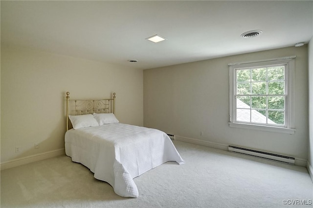 3320 Traylor Dr, Richmond, VA 23235 - bedroom with baseboard heating, light colored carpet, and baseboards