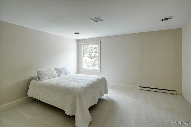 3320 Traylor Dr, Richmond, VA 23235 - bedroom featuring a baseboard radiator, baseboards, and light carpet