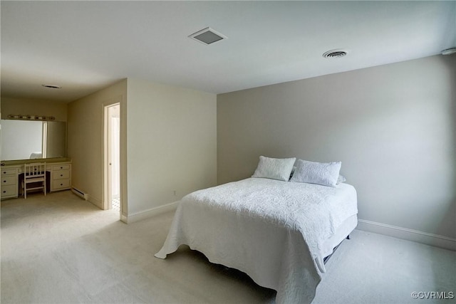 3320 Traylor Dr, Richmond, VA 23235 - bedroom featuring baseboards, light colored carpet, and a baseboard radiator