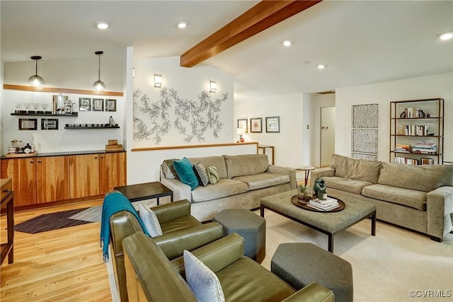 2940 Queenswood Rd, Midlothian, VA 23113 - living area featuring light wood-type flooring, recessed lighting, and bar area