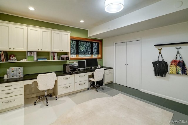 2940 Queenswood Rd, Midlothian, VA 23113 - office with built in desk and recessed lighting
