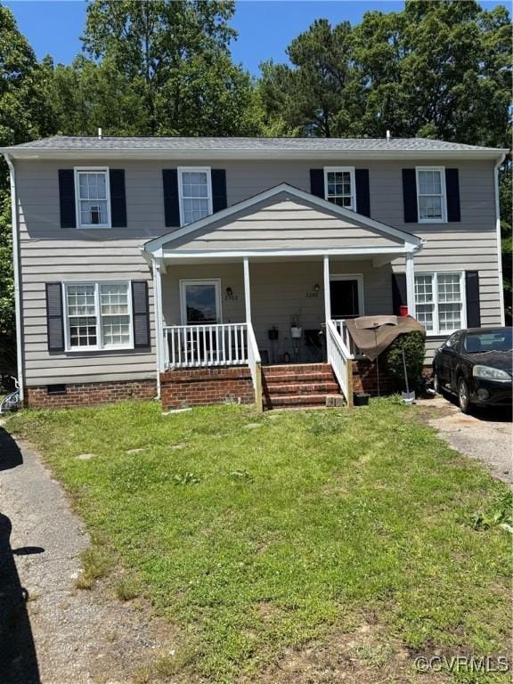 2200 Bowlin Ct, Chesterfield, VA 23235 - view of front of property with a porch, a front lawn, and crawl space