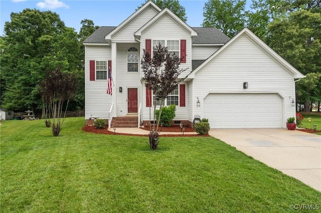 2808 Yellow Wing Ct, Henrico, VA 23231 - view of front facade featuring driveway, an attached garage, a front lawn, and a shingled roof