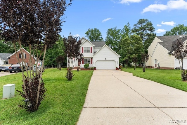 2808 Yellow Wing Ct, Henrico, VA 23231 - view of front of house with concrete driveway, a front lawn, and a garage