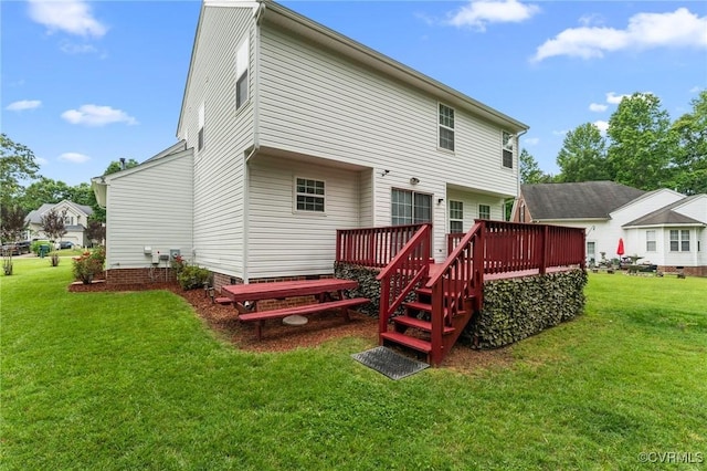 2808 Yellow Wing Ct, Henrico, VA 23231 - rear view of house with a wooden deck and a yard