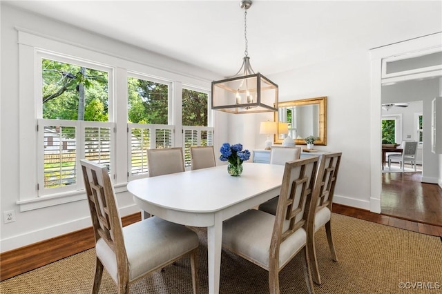 4500 Forest Hill Ave, Richmond, VA 23225 - dining space with wood finished floors, baseboards, and ceiling fan