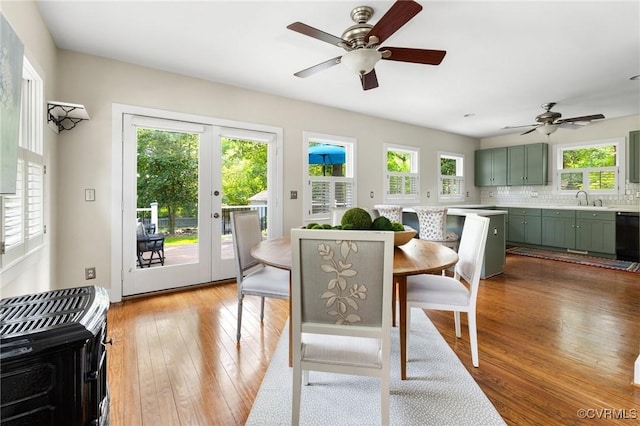 4500 Forest Hill Ave, Richmond, VA 23225 - dining room featuring a ceiling fan, french doors, and hardwood / wood-style floors