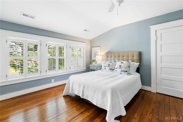 4500 Forest Hill Ave, Richmond, VA 23225 - bedroom featuring lofted ceiling, wood-type flooring, baseboards, and a ceiling fan