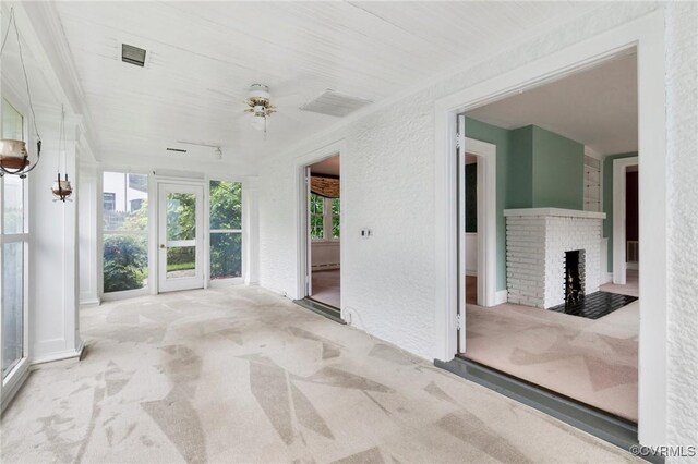 1601 Princeton Rd, Richmond, VA 23227 - unfurnished sunroom featuring baseboard heating and french doors