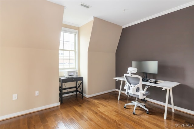 3806 Wild Goose Walk, Henrico, VA 23060 - home office featuring crown molding, baseboards, and wood finished floors