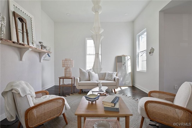 122 Elm St, Petersburg, VA 23803 - living area with baseboards and dark wood-style flooring