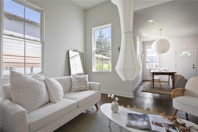 122 Elm St, Petersburg, VA 23803 - living area with dark wood-style floors, baseboards, and recessed lighting