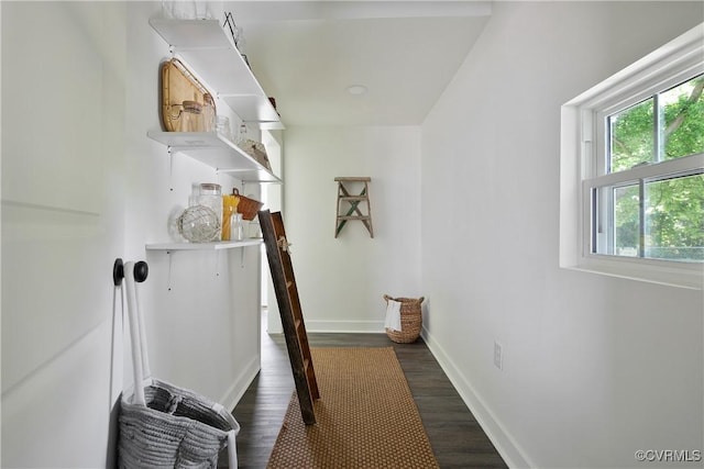 122 Elm St, Petersburg, VA 23803 - hallway with baseboards and dark wood-type flooring