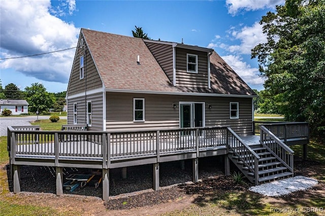 647 Lakeview Dr, Heathsville, VA 22473 - back of property with a deck and a shingled roof
