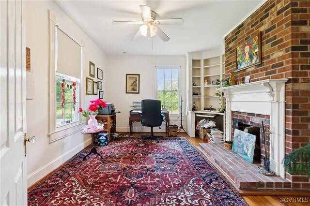 36 Carter Rd, Cumberland, VA 23040 - home office featuring healthy amount of natural light, a ceiling fan, and wood finished floors