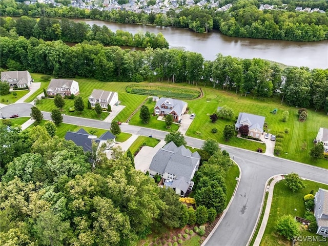 4030 Water Overlook Blvd, Midlothian, VA 23112 - aerial view of residential area with a nearby body of water and a tree filled landscape