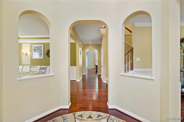 4030 Water Overlook Blvd, Midlothian, VA 23112 - hallway with wood finished floors and arched walkways
