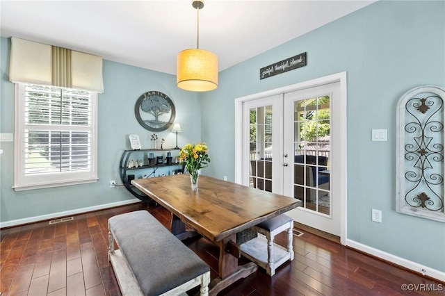 4030 Water Overlook Blvd, Midlothian, VA 23112 - dining room with french doors, hardwood / wood-style floors, and baseboards
