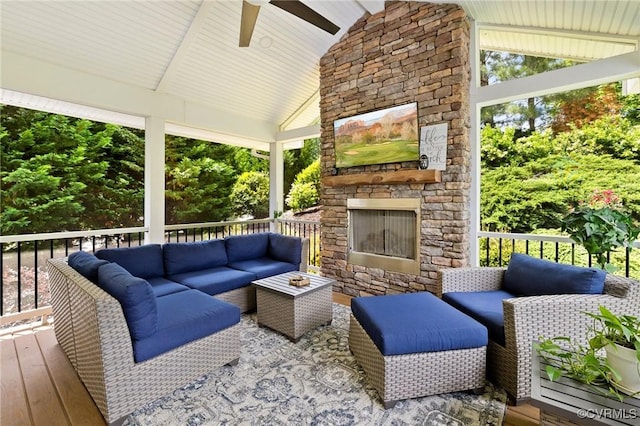 4030 Water Overlook Blvd, Midlothian, VA 23112 - view of patio / terrace with an outdoor living space with a fireplace