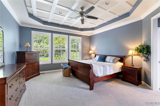 4030 Water Overlook Blvd, Midlothian, VA 23112 - bedroom with coffered ceiling, multiple windows, carpet, baseboards, and crown molding