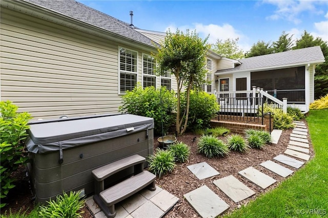 4030 Water Overlook Blvd, Midlothian, VA 23112 - view of yard featuring a hot tub and a wooden deck