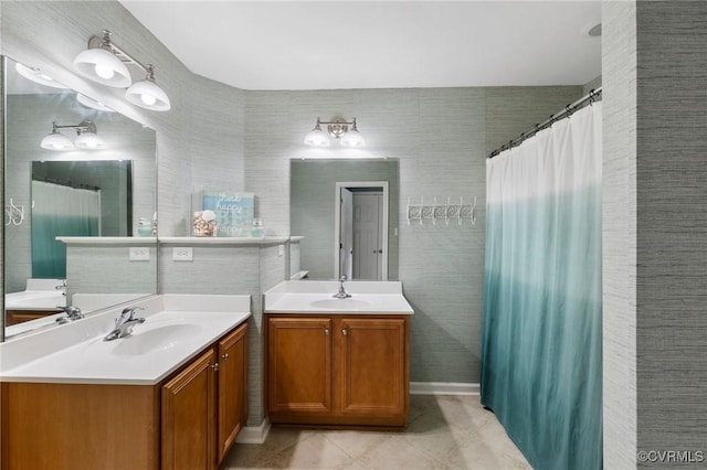 4030 Water Overlook Blvd, Midlothian, VA 23112 - full bathroom with vanity, tile patterned flooring, and a shower with curtain