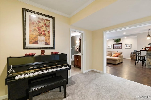 4030 Water Overlook Blvd, Midlothian, VA 23112 - sitting room with carpet flooring, baseboards, crown molding, and recessed lighting